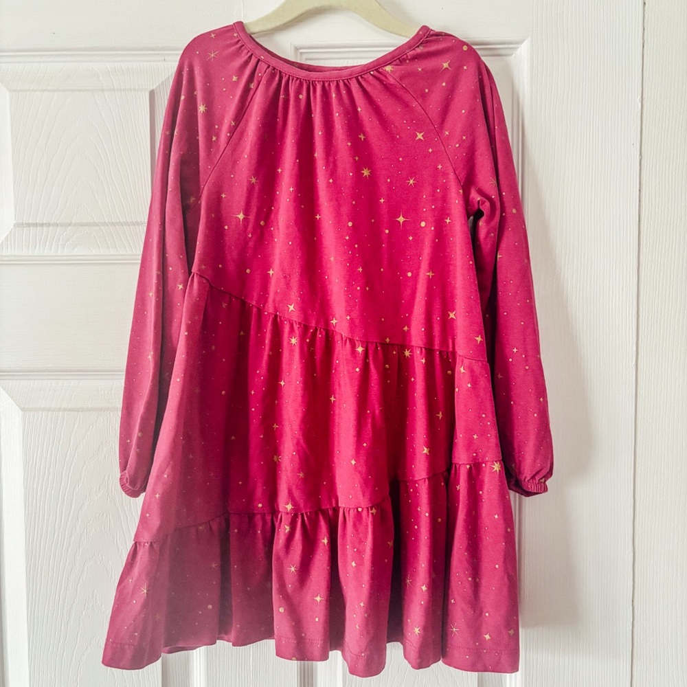Hanna Andersson Pink Gold Constellation Star Dress Long Sleeve 110 | Size 5